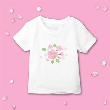 花見 櫻花 短袖上衣T恤 白  童裝 櫻花祭