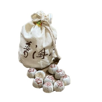 茶韻 2001年吉幸牌迷你小熟沱 高CP值 300克+專用透氣小麻袋 普洱茶葉禮盒(無農藥殘留)
