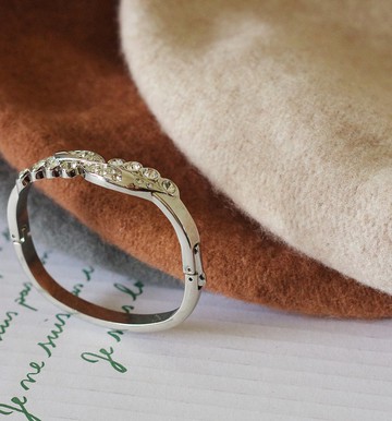 復古銀色萊茵石波浪手環 手鐲 BR121