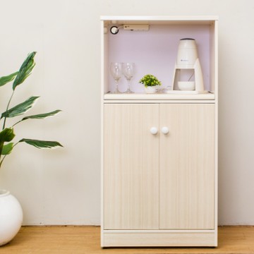 Birdie南亞塑鋼-2.2尺二門塑鋼電器櫃/收納餐櫃(白橡色)-66x41x131cm