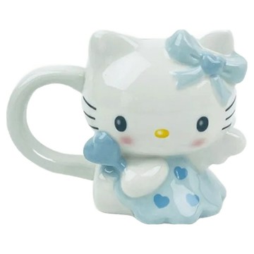 Sanrio 三麗鷗 KITTY造型陶瓷馬克杯 200ml  1個  夢想天使 粉藍色