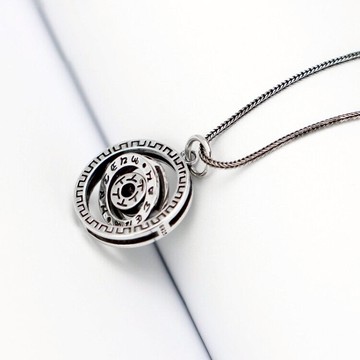 本命年可轉動六字真言項鏈女925純銀女個性簡約復古吊墜生日禮物