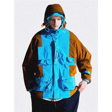 EAFINETAL.拼接撞色雙帽特氟龍三防功能性棉衣戶外滑雪沖鋒衣外套