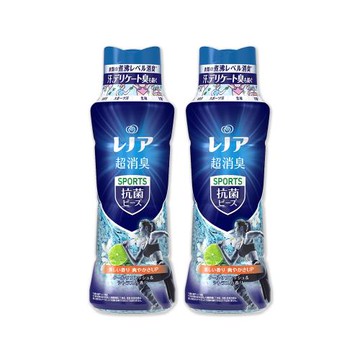 (2瓶超值組)日本P&G Lenor-煮沸般超消臭汗味衣物除臭芳香顆粒香香豆490ml/瓶-運動清爽(藍色)(香氛柔軟精,洗衣槽防霉,室內晾曬防臭劑)