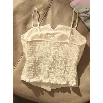 【新中式 吊帶背心 女 內搭 夏季 新款 法式 復古 帶胸墊 外穿 白色 抹胸 上衣 無袖上衣 素色 性感 自帶胸墊 細