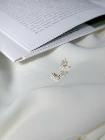 三元耳環- 18K純金日本Akoya珍珠耳環