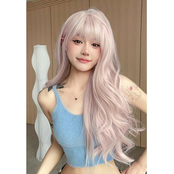 【巴黎精品】現貨+預購 長假髮捲髮整頂假髮-霧感粉色慵懶微捲女假髮a1ji9