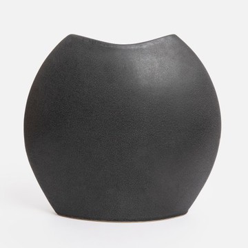 德國ASA陶瓷花器32cm 圓扁形霧黑