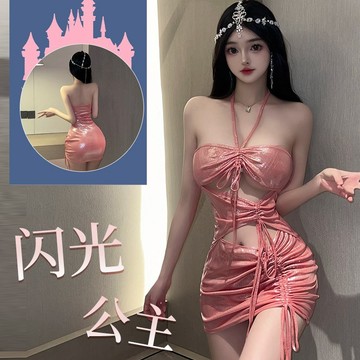 °• 𝘔𝘖𝘔𝘖𝘕𝘈 •°🫧台灣現貨🫰閃光公主 性感漆皮嫵媚可愛閃光吊帶掛脖鏤空包臀裙5833