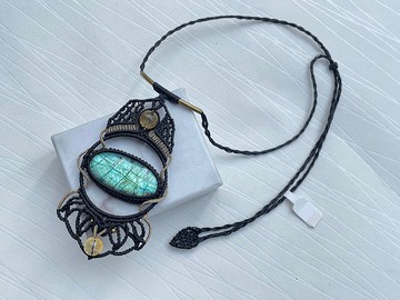 *211162 Macrame 拉長石 編織 頸鍊