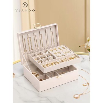 VLANDO唯蘭朵首飾盒大容量耳環耳釘項鏈手鏈飾品收納盒新款精致