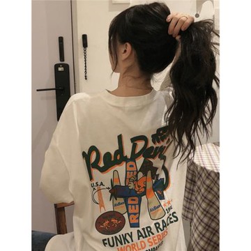 歐貨大版t恤女2025年新款下身失蹤寬松中長款oversize純棉短袖夏