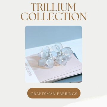 雪光延齡 柔光花語 Trillium Frost Whisper 新娘耳環