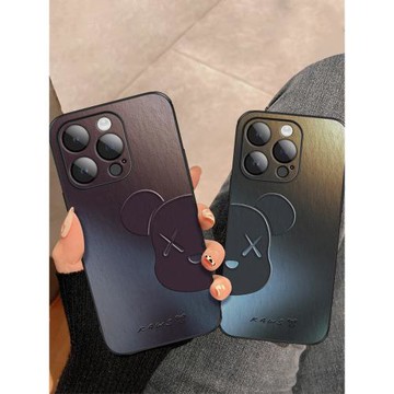 褶皺半熊適用蘋果16promax手機殼15高級感iphone13新款14pro套xs max情侶12簡約x全包7超薄xr女款8plus潮牌11