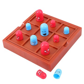 套娃井字棋 藍色棋子x9 紅色棋子x9 表情貼紙x4 棋盤 14.4 x 14.4cm  2盒