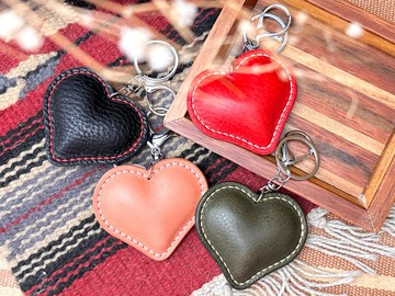 摔紋心形匙扣 好好縫 皮革DIY材料包 掛飾 鎖匙扣 鑰匙扣 禮物