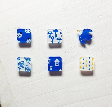 Pista丘手繪耳環 / 藍色簡約款