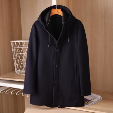 HAI夾棉加厚秋冬中長款毛呢大衣