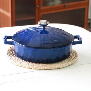 千樂歐臻鉆海鮮鍋琺瑯鍋鑄鐵鍋燉鍋火鍋涮鍋大平底多用途鑄鐵燜鍋