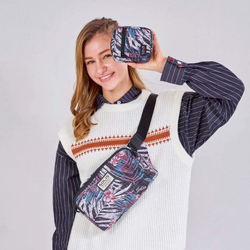 SOLIS 反光骷髏系列單肩斜挎包-內附收納小包-織錦紅