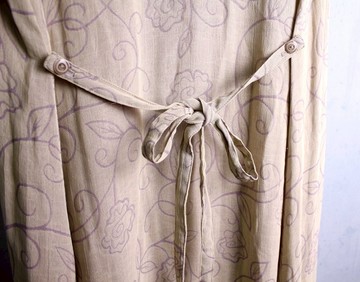 FOAK古著 裸膚芋紫花紋長洋裝