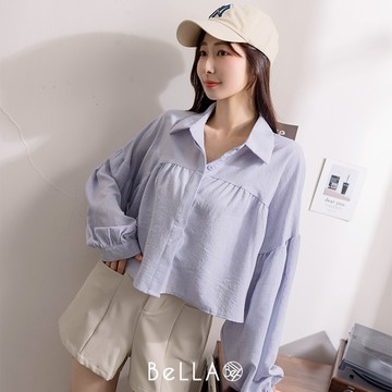 【1+1優惠】BeLLA 短短澎袖上衣 天空藍