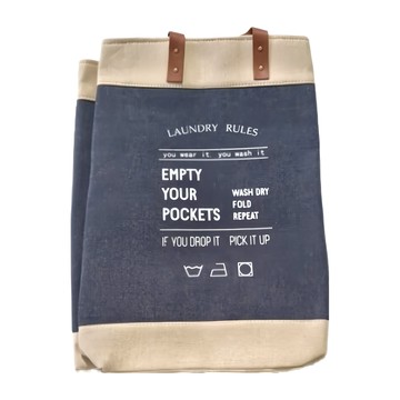 ZAKKA風 大容量多用途手提棉麻袋 深牛仔  35 x 41 x 55cm