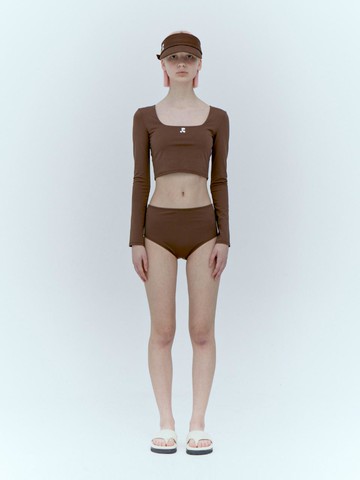 Long Sleeve Bikini Set_Brown