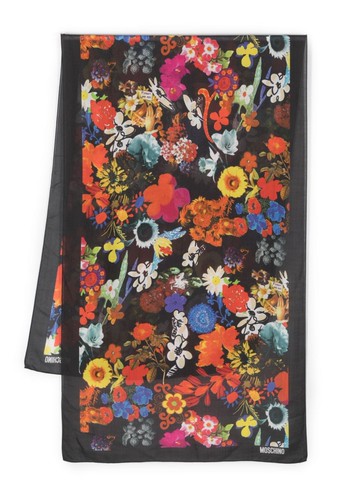 Moschino - floral-print modal scarf - men - Modal - One Size - Black