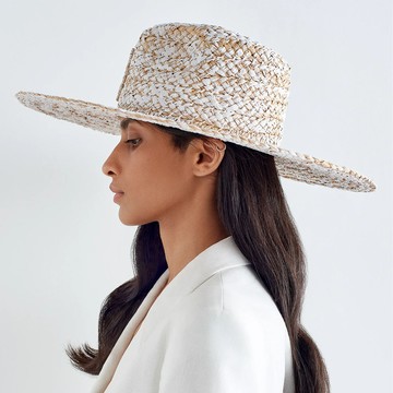 Ruslan Baginskiy 多圈粗編織RB字手染色凹陷頂草帽 米白 - L