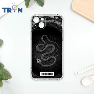 TRON IPhone 15 PLUS 黑白蛇圖騰 四角防摔載具殼 軟殼 手機殼