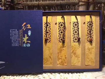 崖柏書簽帶筆 鳥語花香中國風創意禮品木制工藝品文房用品1入