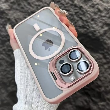 i17保護殼 鏡頭隱形支架磁吸iphone17promax/17/16/15/14時尚防摔簡約手機殼