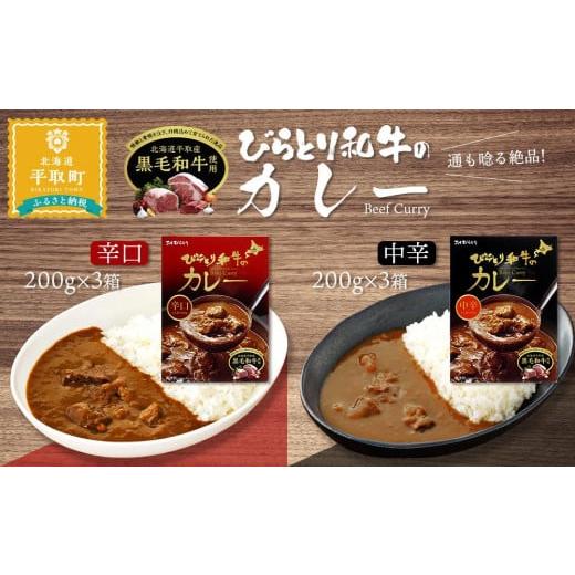 ふるさと納税 北海道 平取町 びらとり和牛カレーセット（A）中辛200g・辛口200g×各3箱