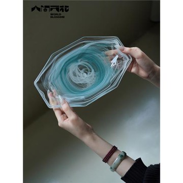 人間開花 原創云霧餐盤玻璃餐盤沙拉水果brunch西餐高級盤子Y