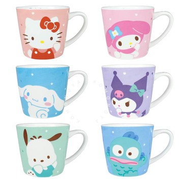 【新春推薦】小禮堂 三麗鷗 陶瓷馬克杯 220ml (半身刻度款) Kitty 帕恰狗 酷洛米