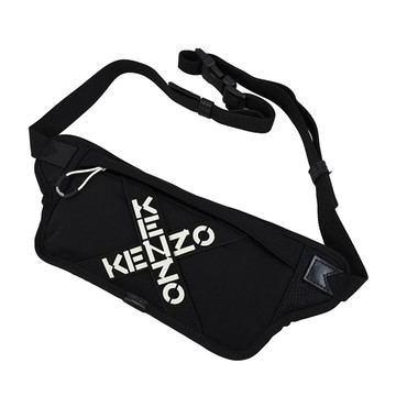 KENZO 5SA225 品牌LOGO造型尼龍肩斜腰包/胸口包.黑