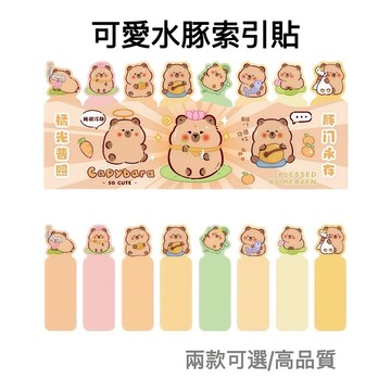 台灣現貨🌟 可愛水豚索引貼 書籤貼 N次貼 標籤貼 卡皮巴拉便利貼 排排坐N次貼 留言紙 備忘筆記貼 重點標籤 便利貼