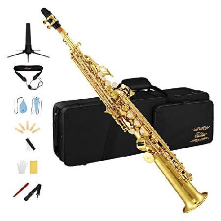 Eastar Soprano Saxophone Bb Soprano Sax for Student Beginner Professional B Flat With Cleaning Cloth, Carrying Case, Mouthpiece, Neck Strap 並行輸入品