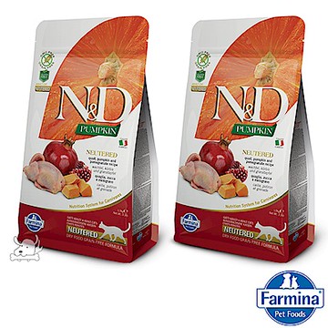Farmina法米納 ND挑嘴結紮成貓南瓜無穀糧-鵪鶉石榴(PC-05)300g 2包 成貓糧 貓飼料 貓糧 全齡貓 結紮貓