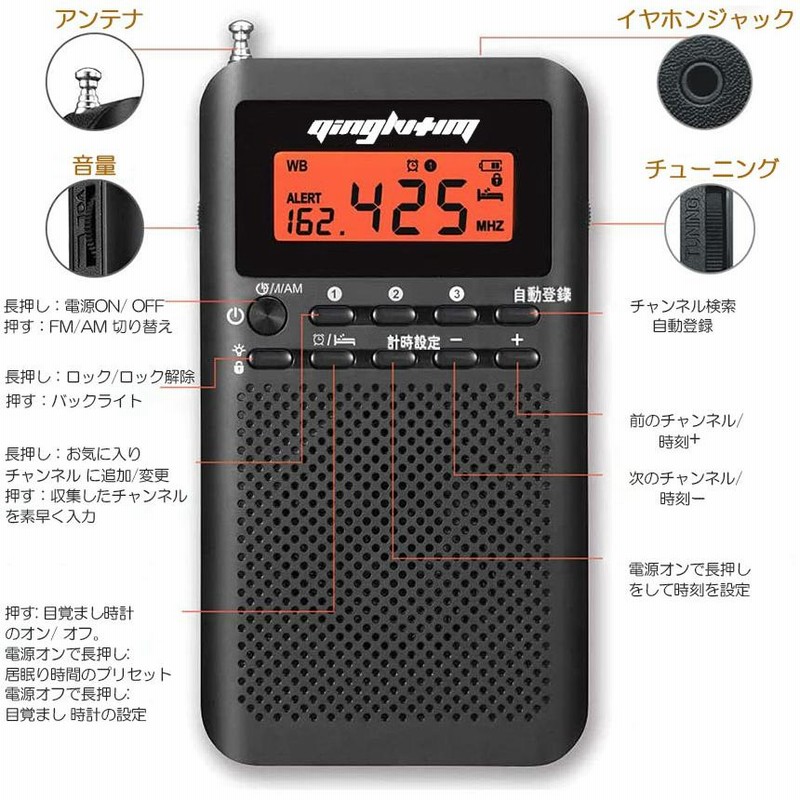 ラジオ 防災 小型 おしゃれ ポータブルラジオ ポケットラジオ AM