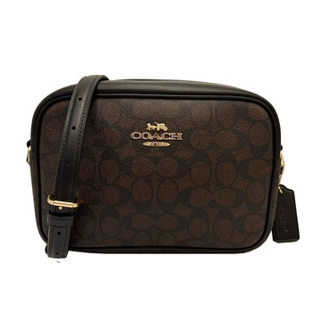 COACH 新款C LOGO女款斜背相機包(深咖)