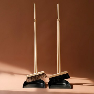 【防靜電軟毛】馬鬃掃把 掃帚 簸箕套裝 家用掃把 掃地工具 實木手柄 軟毛不揚塵 掃灰掃頭髮 家用清潔組合