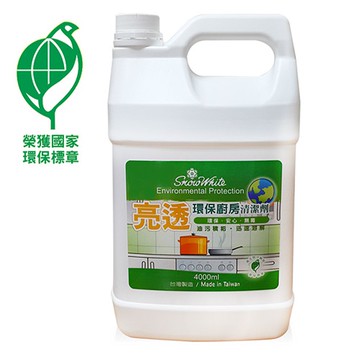 白雪-環保廚房清潔劑(4000ml) 去油汙 油垢 廚房清潔 重油污清潔 清潔劑 環保標章