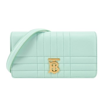 [平輸版]BURBERRY Lola TB 金字LOGO 絎縫羔羊皮WOC斜背包(薄荷色)真品平輸