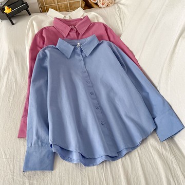 輕熟法式氣質女士襯衫年早秋新款港風復古別致長袖藍色上衣服