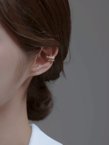 茶系高級感耳骨夾法式耳夾女無耳洞簡約水晶耳骨環假耳環氣質耳掛