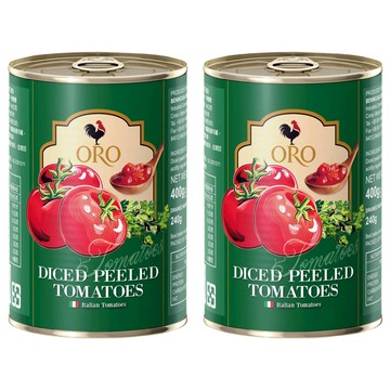 ORO 去皮切丁番茄 100%義大利番茄製作  400g  2罐