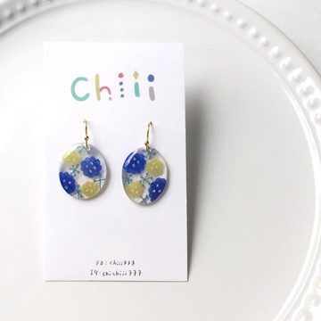 藍雪花夾式/針式耳環