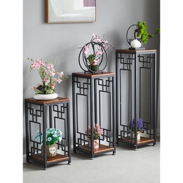 新中式花架陽臺花架置物架鐵藝花架子花盆架客廳落地式花臺架收納
